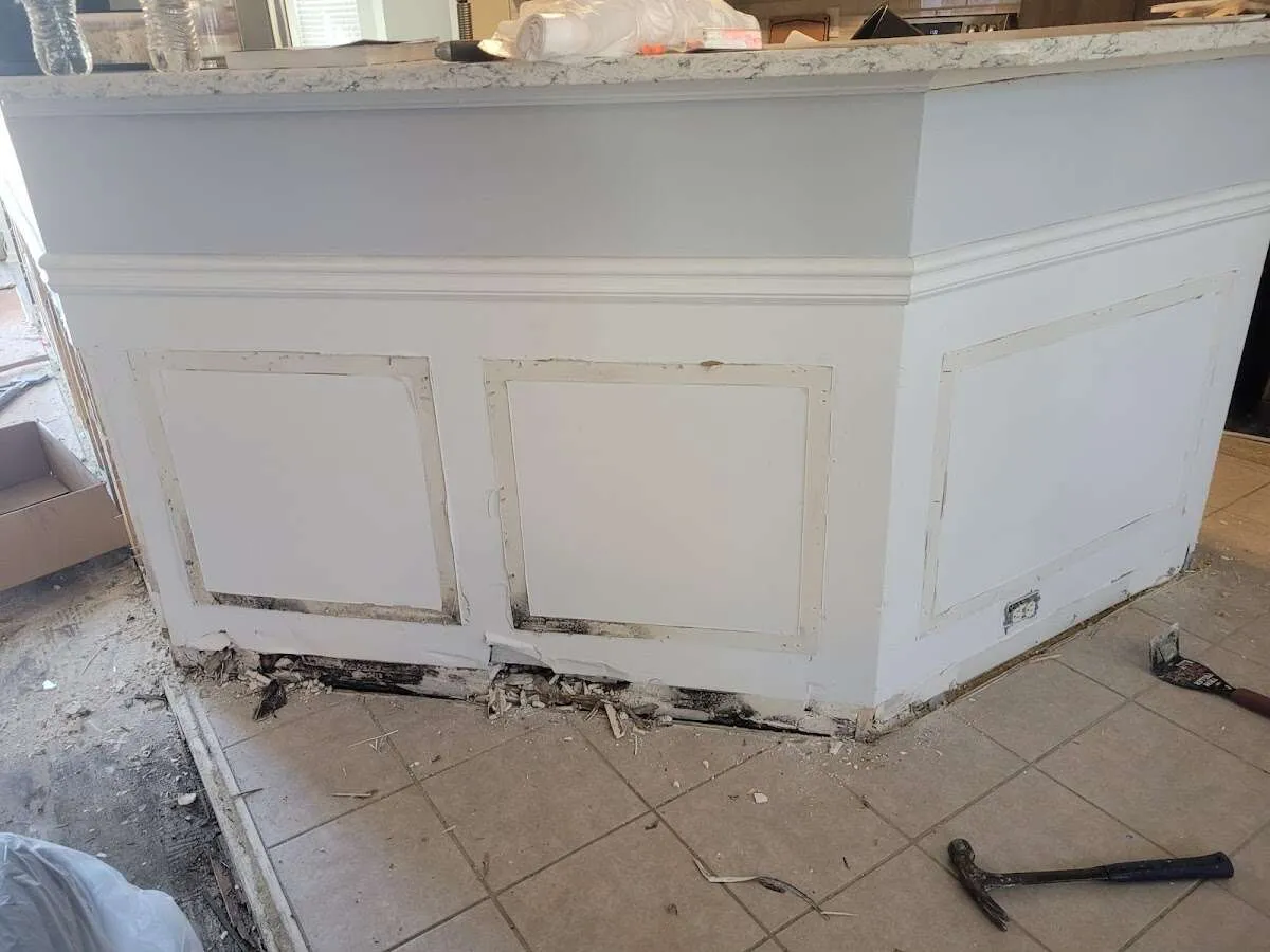 Water damage and mold on kitchen during Storm Damage Restoration in Kettering